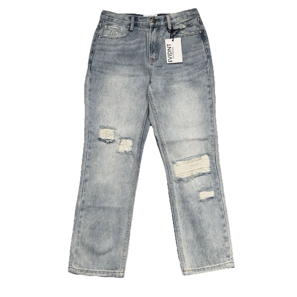 Evidnt Los Angeles Ghent Boyfriend Jeans 26 (27x25.5) Blue Distressed Womens NWT